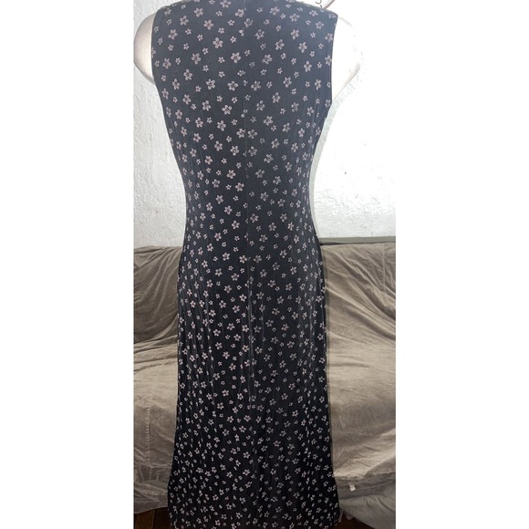 Vtg 90s Black Sparkly flower Floral Women Slinky stretch Maxi Dress Y2k Sz10 - Picture 6 of 6